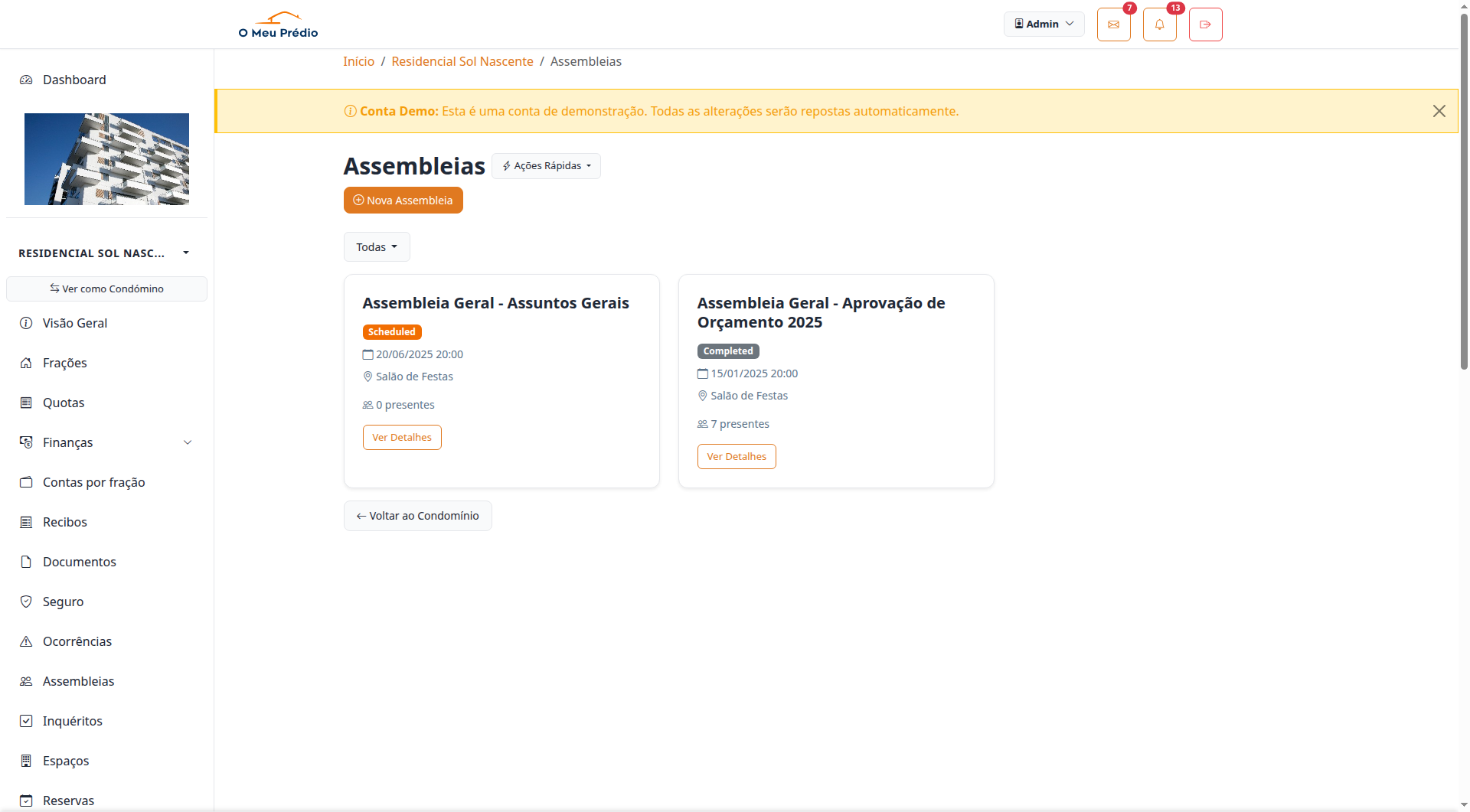 Criar assembleia