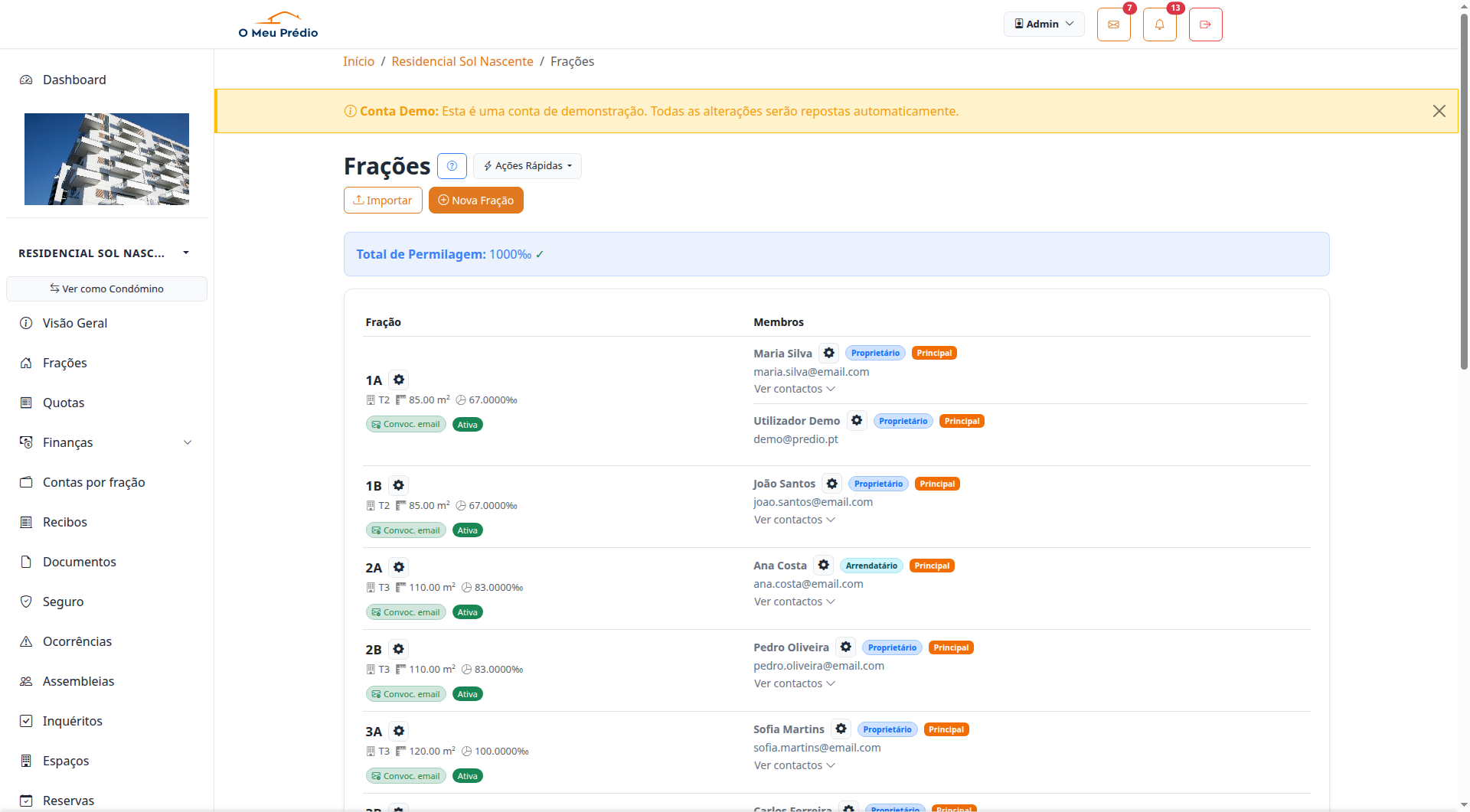 Lista de frações