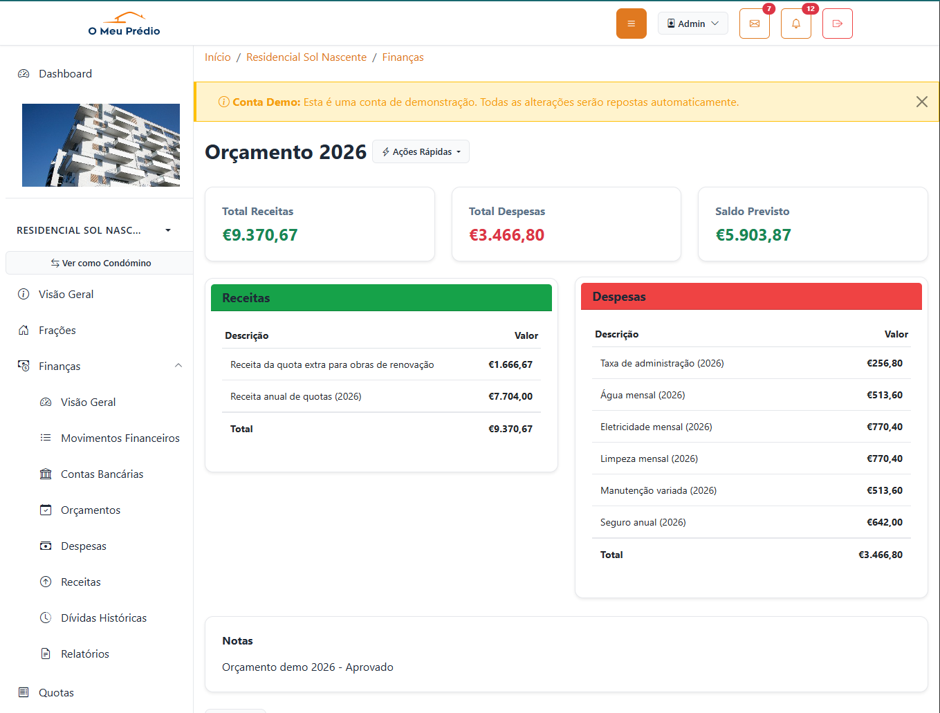 Orçamentos - Criação e gestão de orçamentos